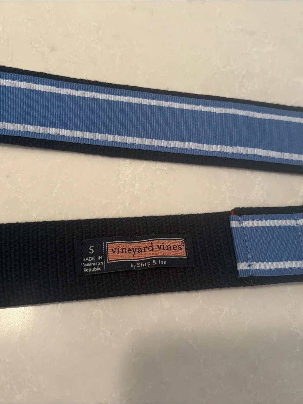 Vineyard Vines Blue and Light Blue Striped Kids Webbing Belt